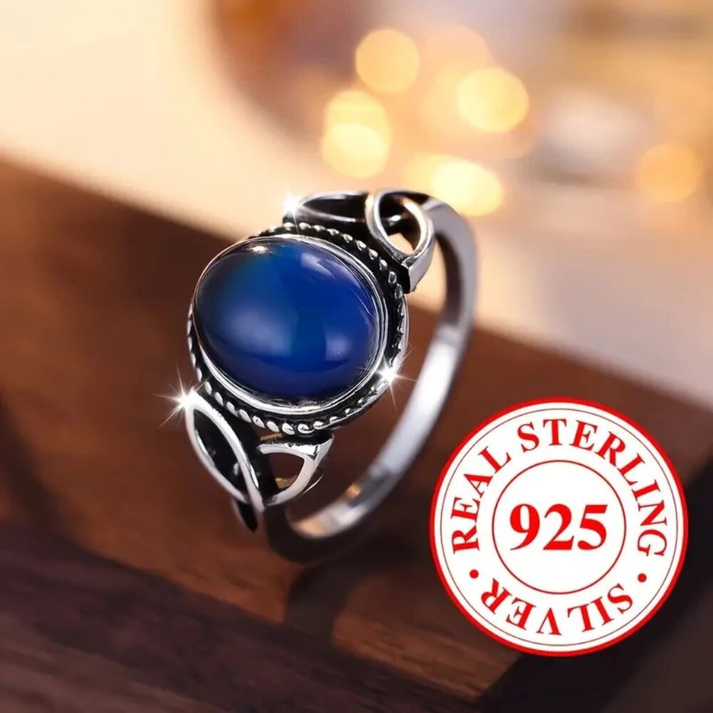 925 Sterling Silver Mood Ring Celtic Knot Vintage Inspired Size 6 NEW - Picture 8 of 11
